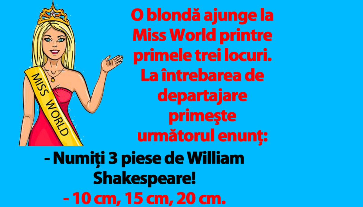Imagine Stire BANCUL ZILEI | O blondă ajunge la Miss World. La întrebarea de departajare primeşte următorul enunţ | 2review.ro