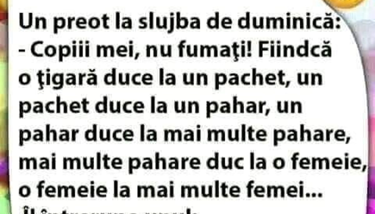Imagine Stire BANCUL ZILEI | Preotul, la slujba de duminică: „Copiii mei, nu fumați!” | 2review.ro