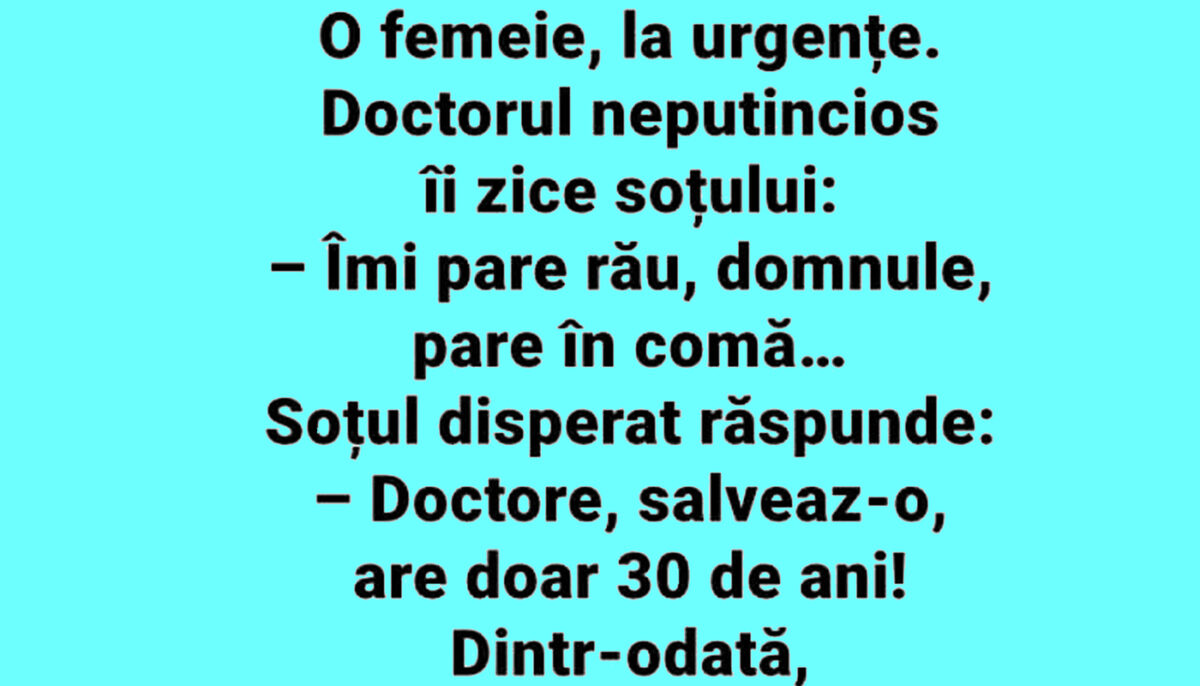 Imagine Stire Bancul începutului de săptămână | „Îmi pare rău, domnule. Soția dumneavoastră pare în comă” | 2review.ro