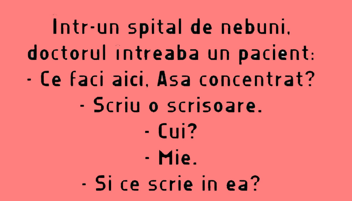 Imagine Stire BANC | Într-un spital de nebuni, doctorul îl întreabă pe un pacient: „Ce faci aici, așa concentrat?” | 2review.ro