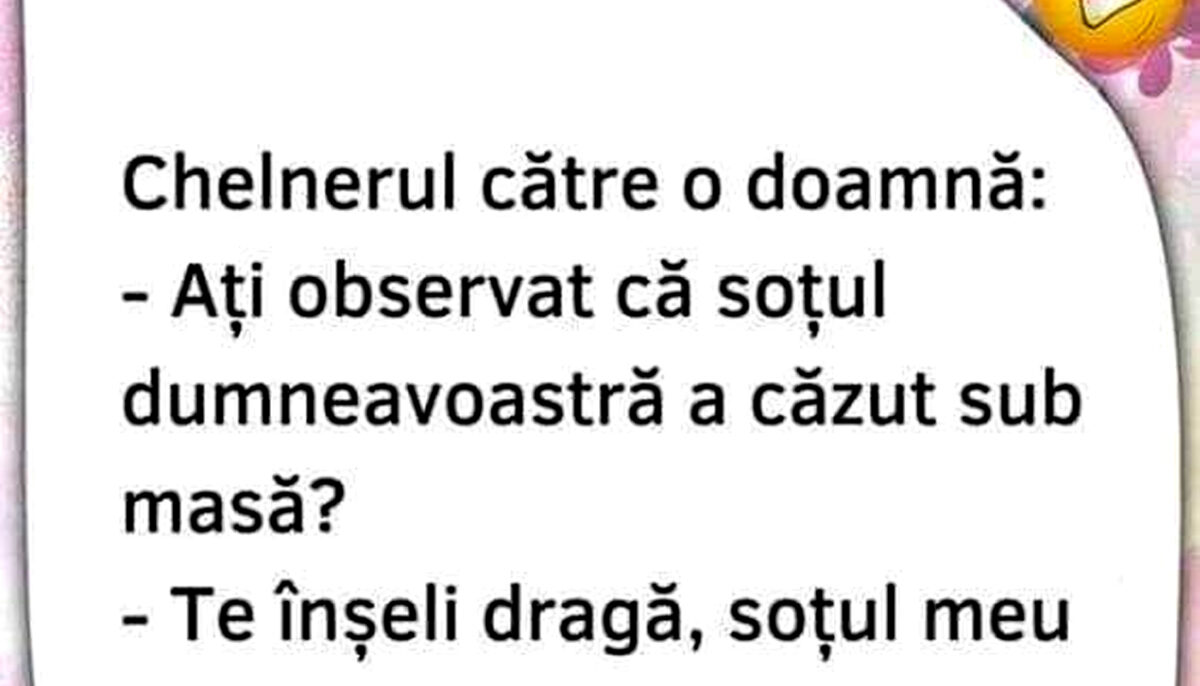 Imagine Stire BANC | „Doamnă, ați observat că soțul dumneavoastră a căzut sub masă?” | 2review.ro