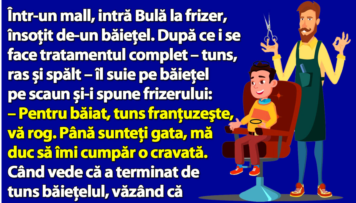 Imagine Stire BANC | Într-un mall, intră Bulă la frizer, însoţit de-un băieţel | 2review.ro