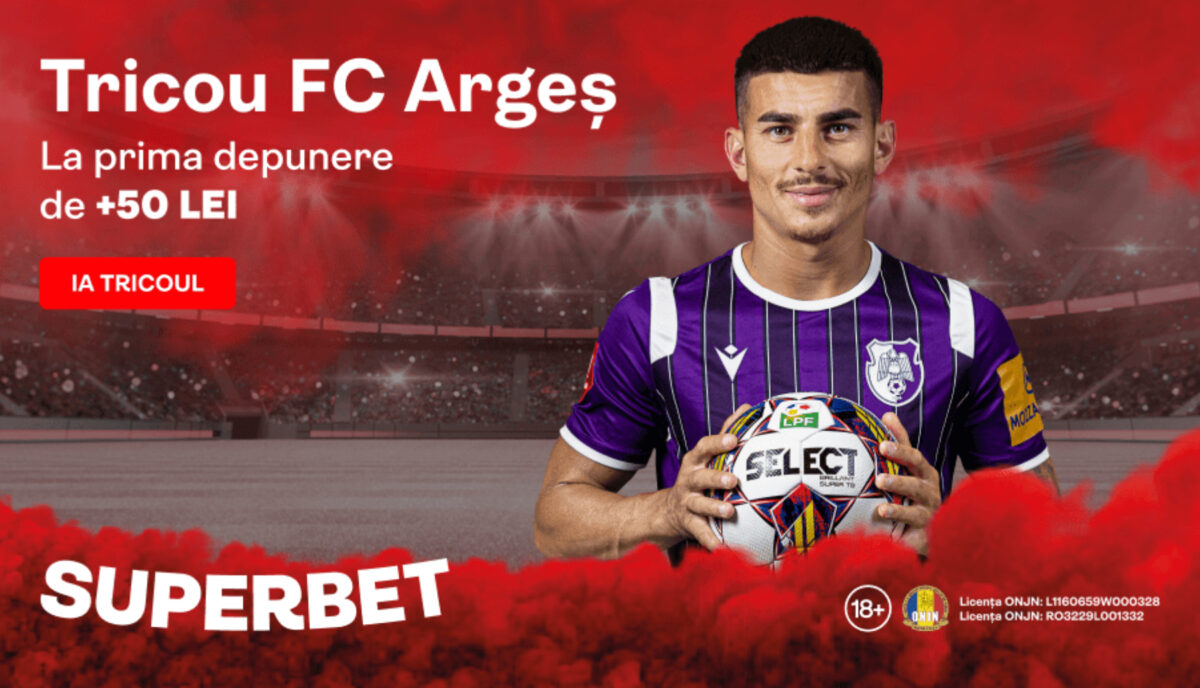 (P) Deschizi cont la Superbet, depui 50 de lei și primești cadou tricou original FC Argeș