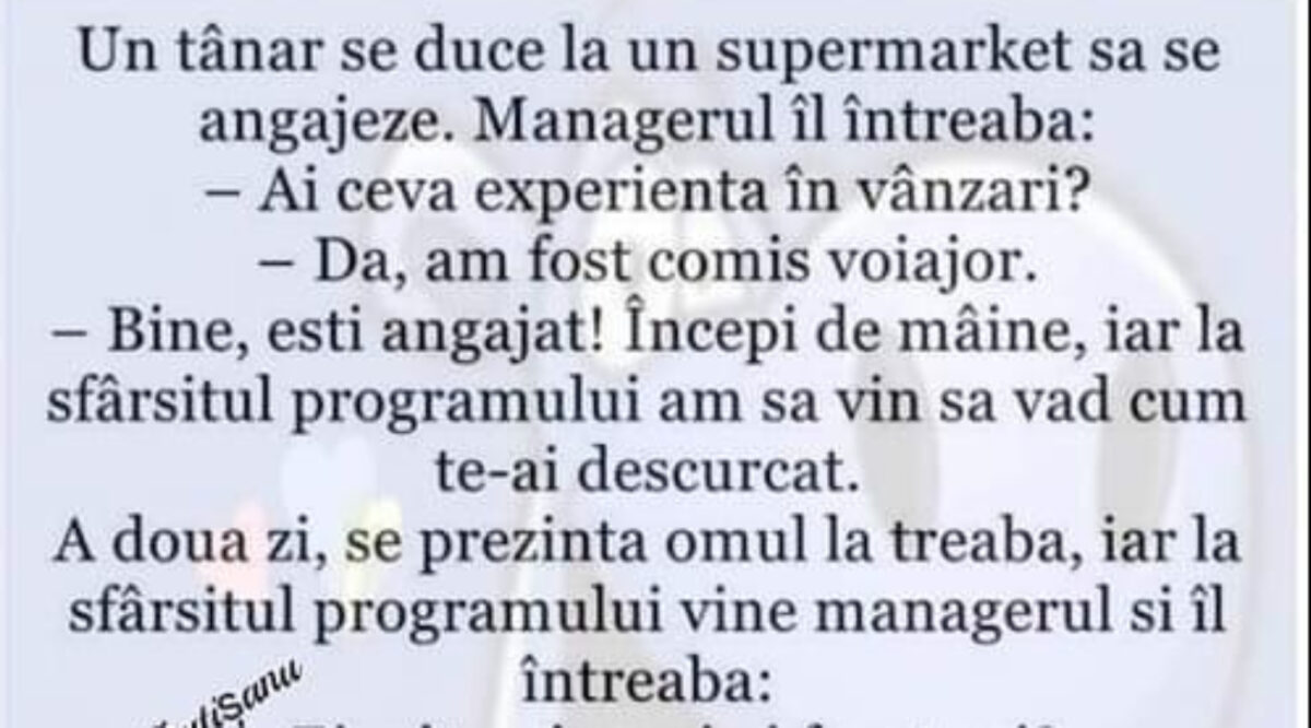Imagine Stire BANC | Un tânăr se duce la un supermarket să se angajeze | 2review.ro
