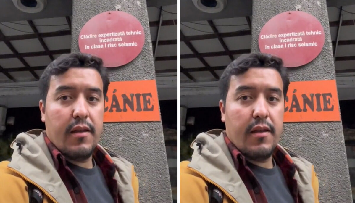 Cum a reacționat un turist american după ce a văzut o „bulină roșie” de cutremur, pe zidul unei clări vechi din București