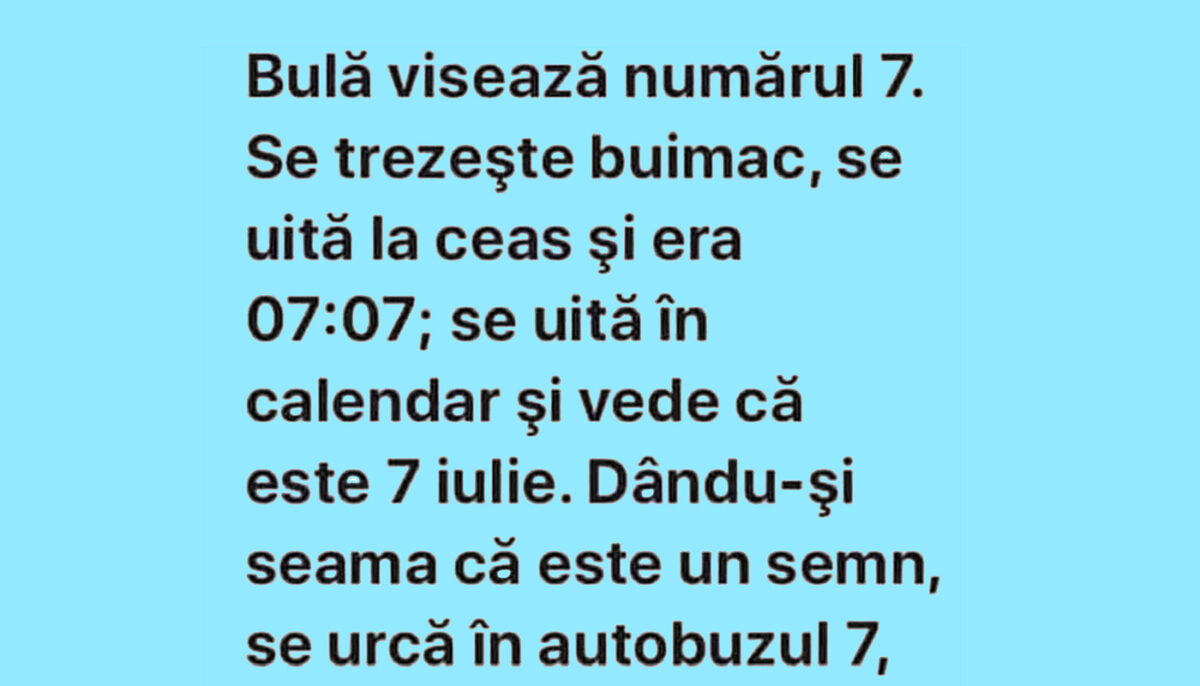 Imagine Stire BANC | Bulă visează numărul 7. Se trezește buimac, se uită la ceas și vede ora 7:07 | 2review.ro