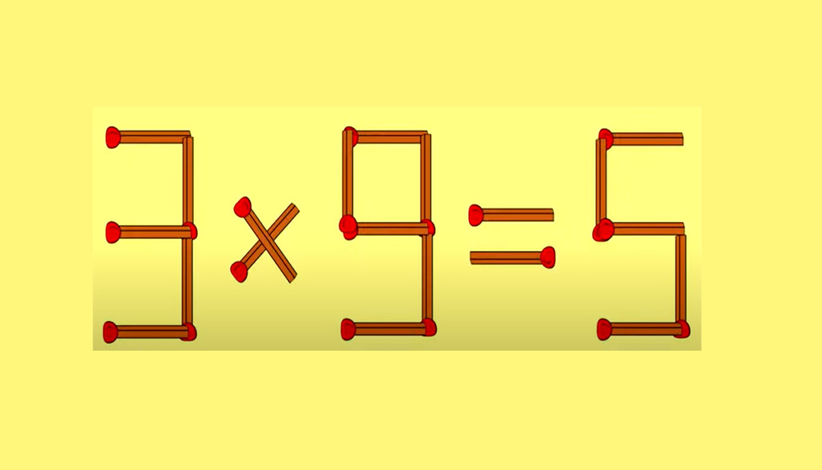 Testul IQ de vineri | Mutați doar 1 chibrit pentru a corecta egalitatea: 3×9=5