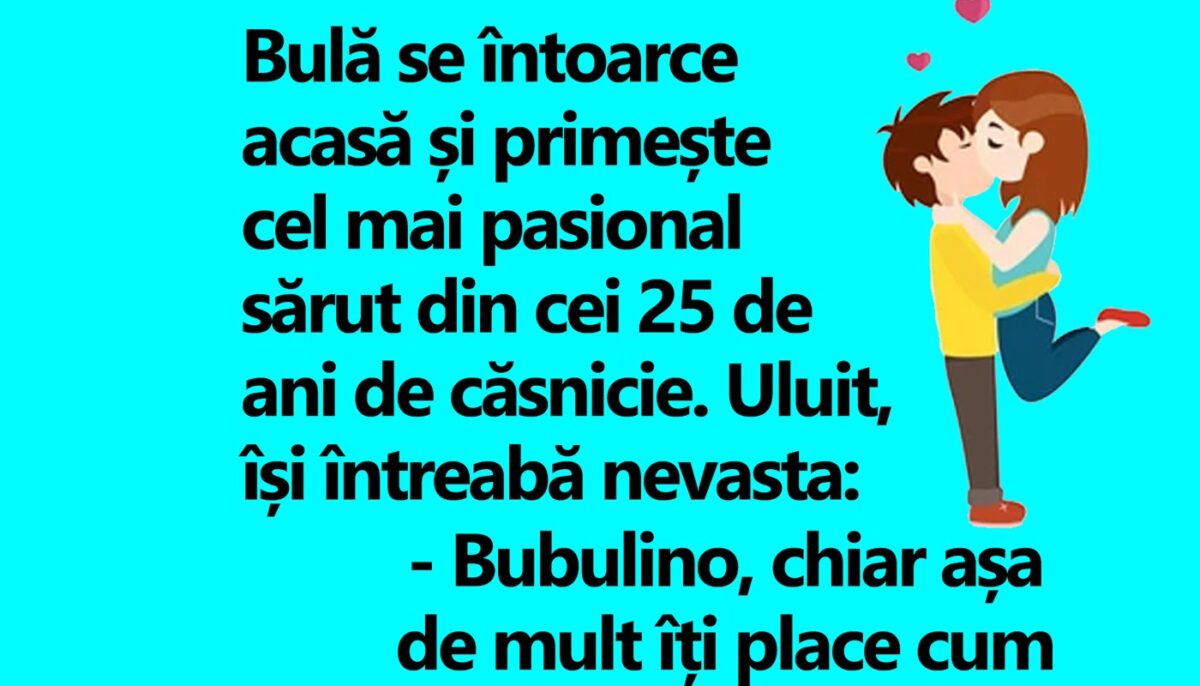 Imagine Stire BANC |  Bulă se întoarce acasă și primește cel mai pasional sărut din cei 25 de ani de căsnicie | 2review.ro