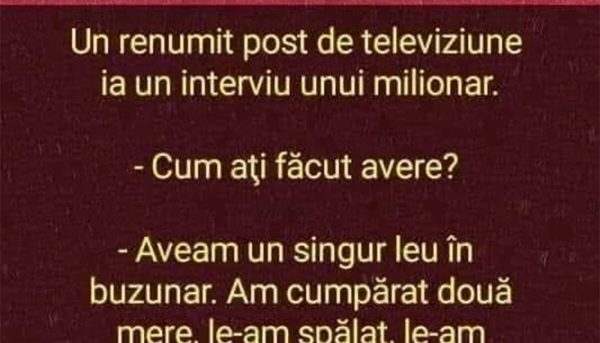Imagine Stire BANCUL ZILEI | Un renumit post TV ia interviu unui milionar: „Cum ați făcut avere?” | 2review.ro