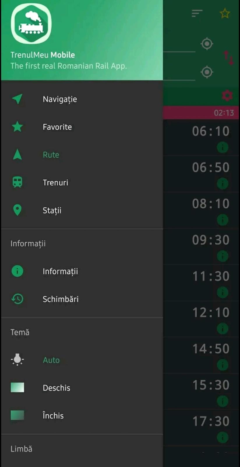 aplicație trenul meu