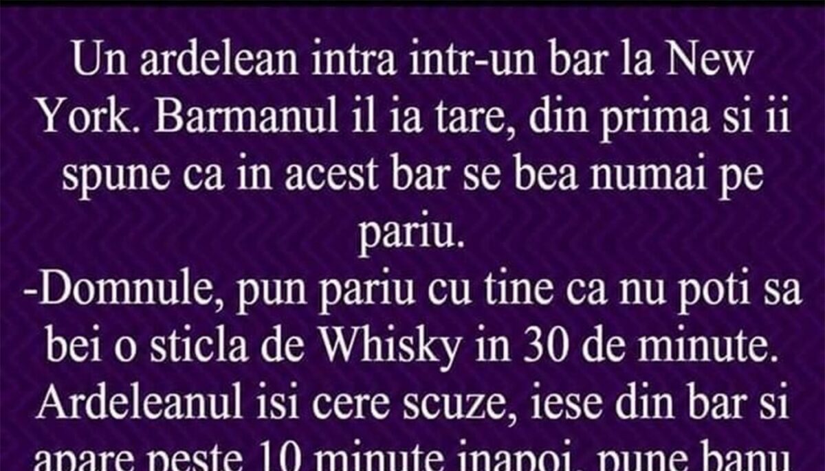 Imagine Stire BANCUL ZILEI | Un ardelean intră într-un bar din New York | 2review.ro