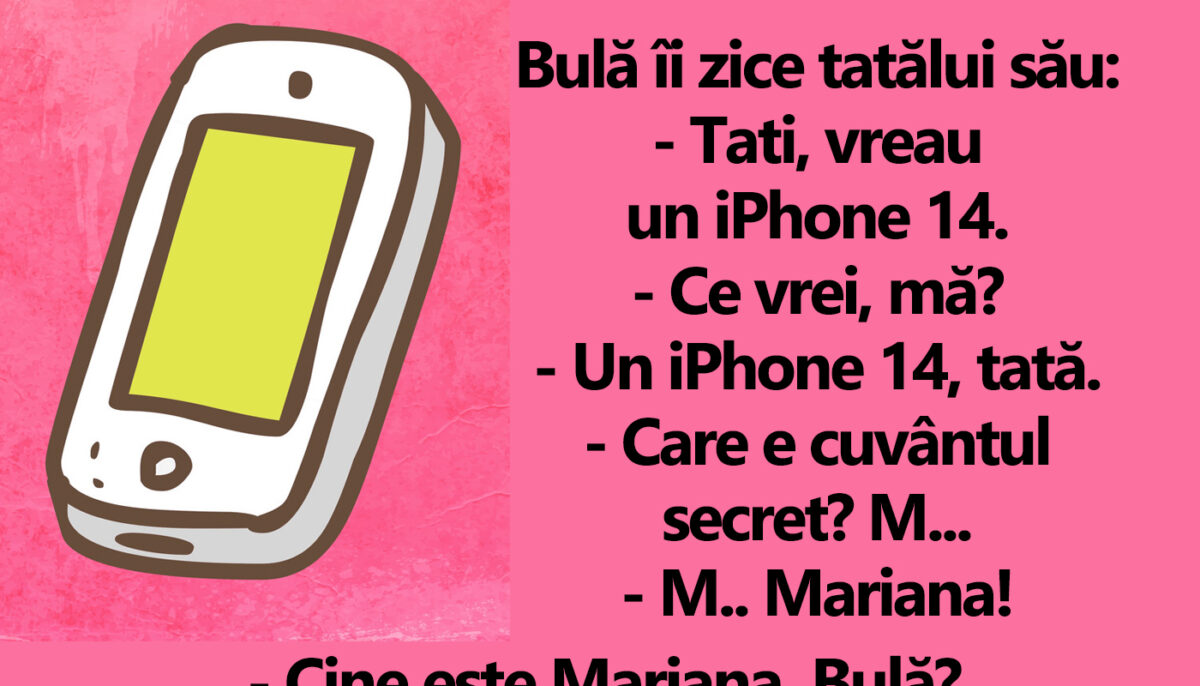 Imagine Stire BANC | Bulă îi zice tatălui său: „Tati, vreau un iPhone 14” | 2review.ro