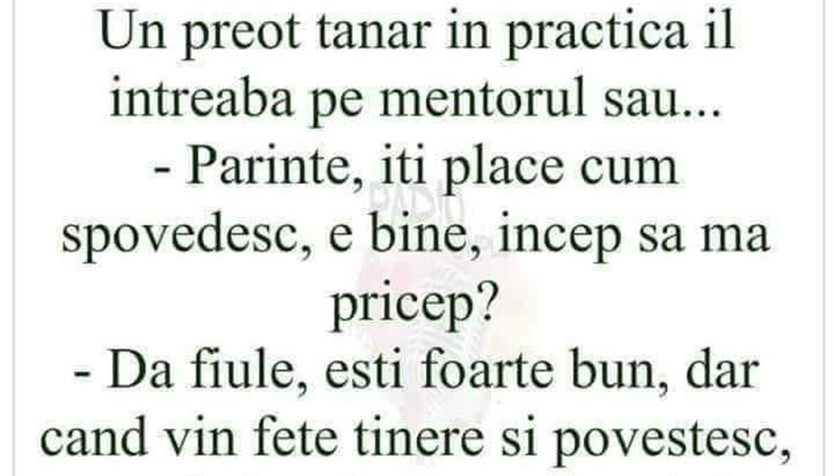 Imagine Stire BANC | Un preot tânăr îl întreabă pe mentorul său: „Părinte, îți place cum spovedesc?” | 2review.ro