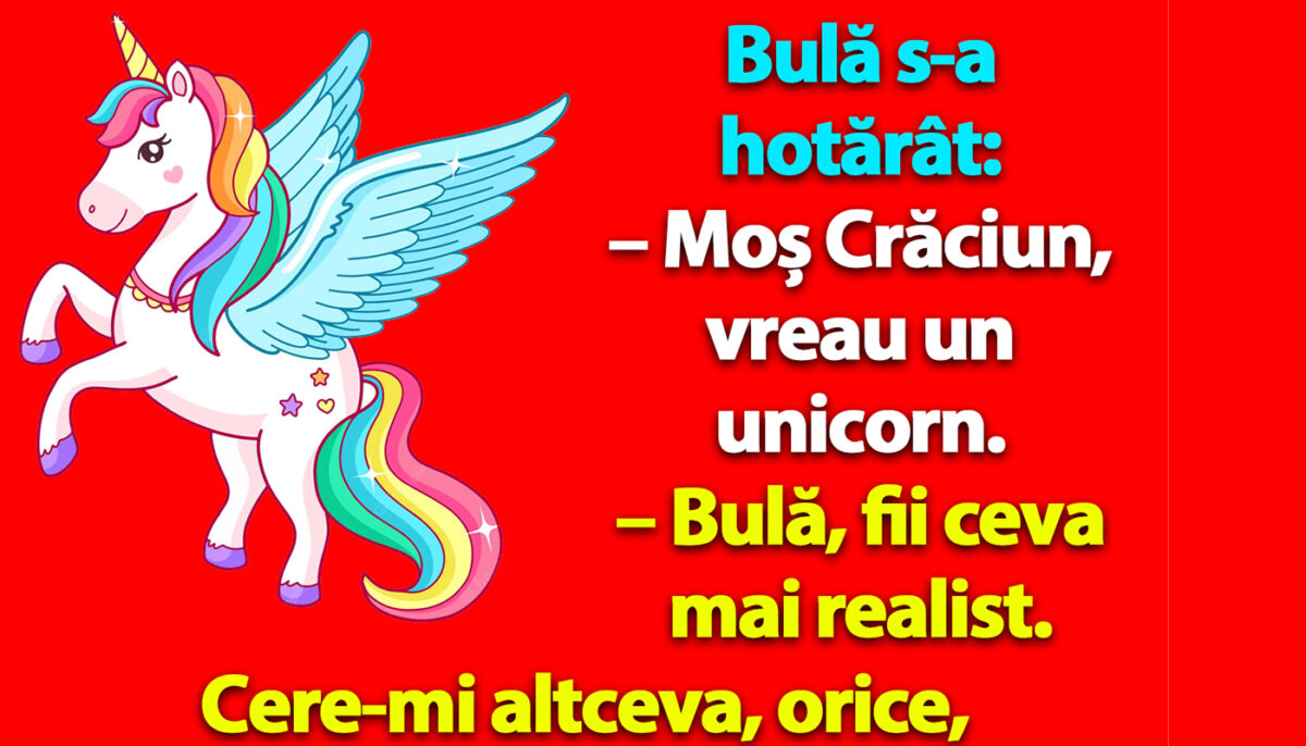 Imagine Stire BANC | Bulă s-a hotărât: „Moș Crăciun, vreau un unicorn” | 2review.ro