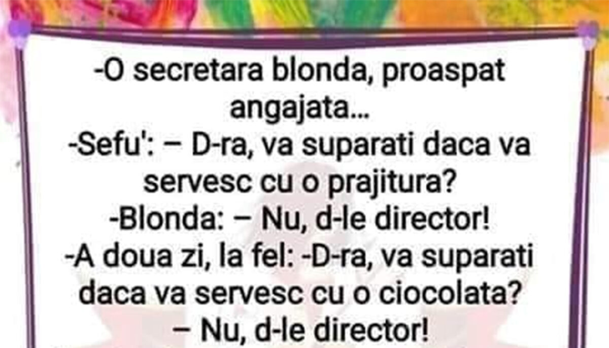 Imagine Stire BANC | Șefu are o secretară nouă: „Domnișoară, vă supărați dacă vă…” | 2review.ro