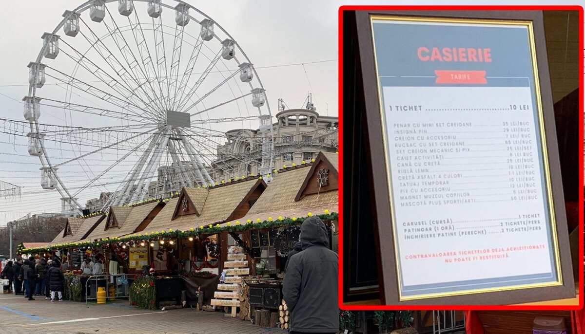 Câți lei costă o cursă de 2 minute cu caruselul în Târgul de Crăciun din București