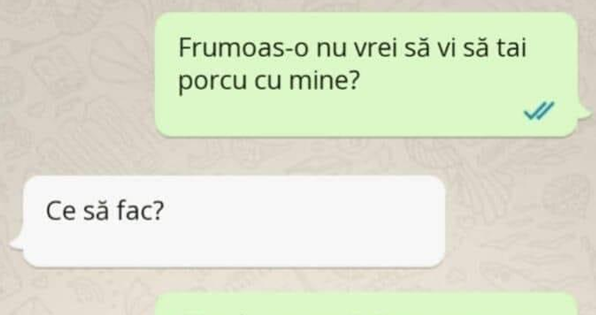Imagine Stire Bancul zilei! „Frumoas-o nu vrei să vi să tai porcu cu mine?” | 2review.ro