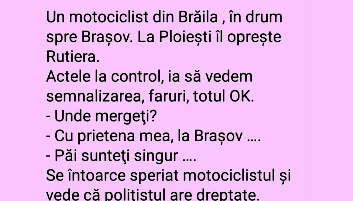 Imagine Stire BANCUL ZILEI | Un motociclist din Brăila, în drum spre Brașov | 2review.ro