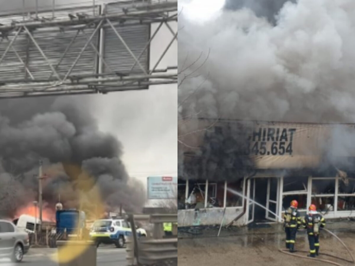Incendiu puternic pe Iuliu Maniu din București. 8 autospeciale au intervenit pentru stingerea flăcărilor