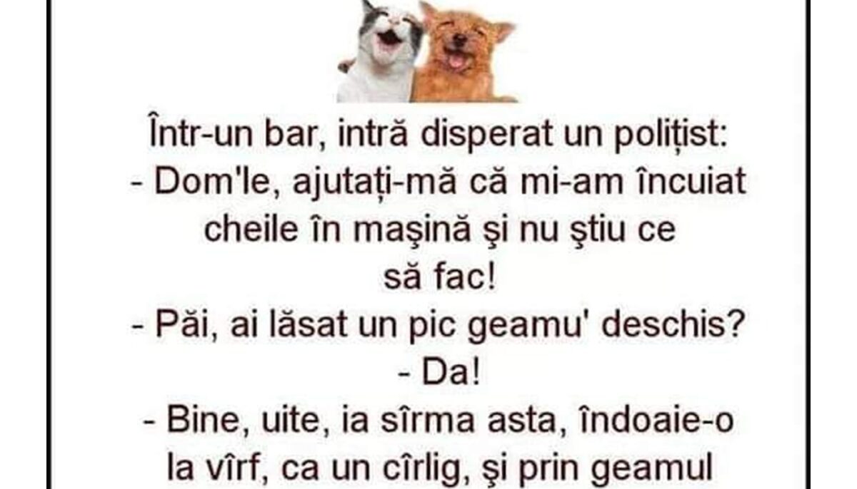 Imagine Stire BANCUL ZILEI | Într-un bar, intră disperat un polițist | 2review.ro