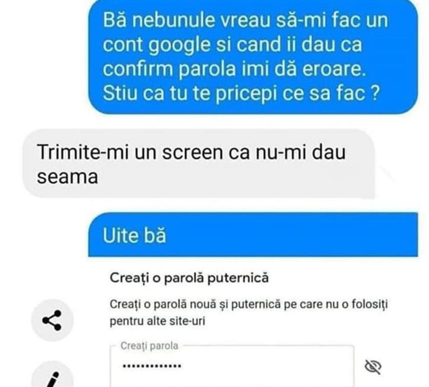 Imagine Stire BANC | „Vreau să-mi fac un cont Google și când dau să confirm parola îmi dă eroare” | 2review.ro