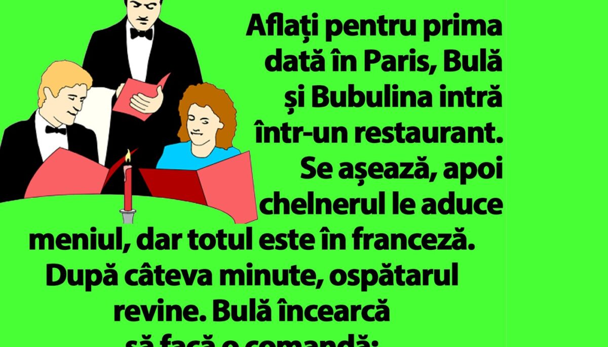 Imagine Stire BANC | Bulă și Bubulina intră într-un restaurant din Paris | 2review.ro