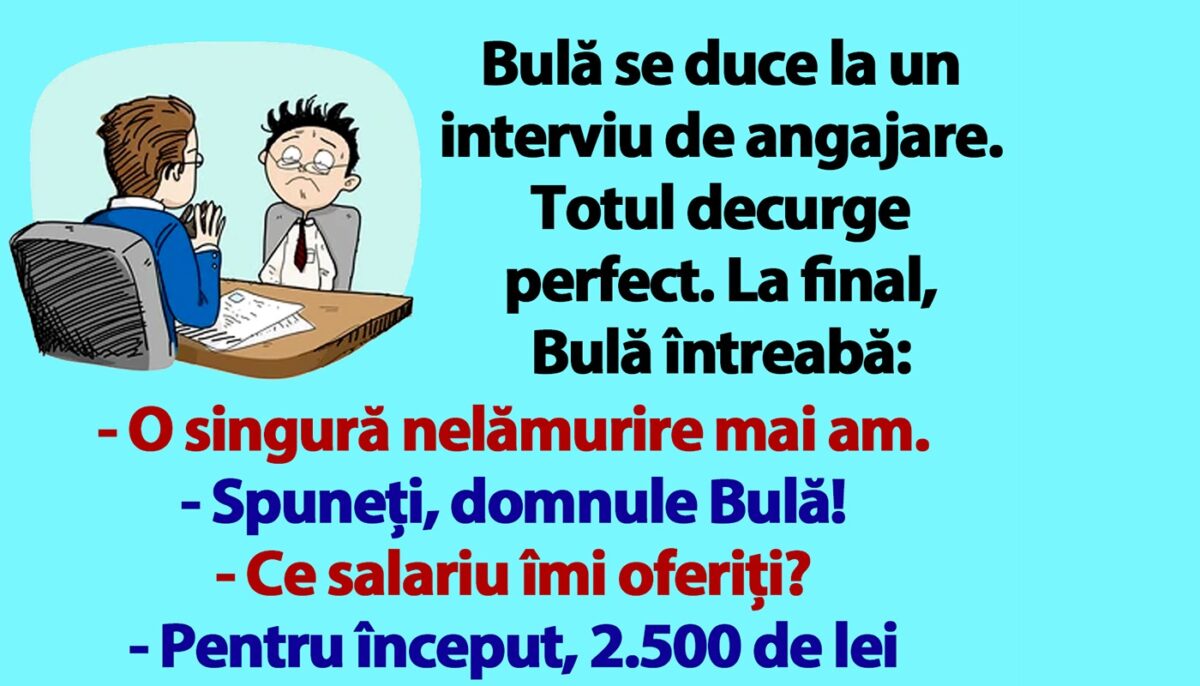 Imagine Stire BANC | Bulă, la interviul de angajare: „Ce salariu îmi oferiți?” | 2review.ro
