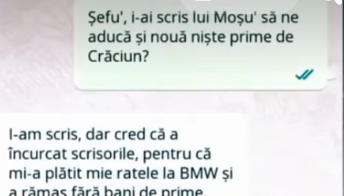 Imagine Stire BANC | „Șefu’, i-ai scris lui Moșu’ să ne aducă și nouă niște prime de Crăciun?” | 2review.ro
