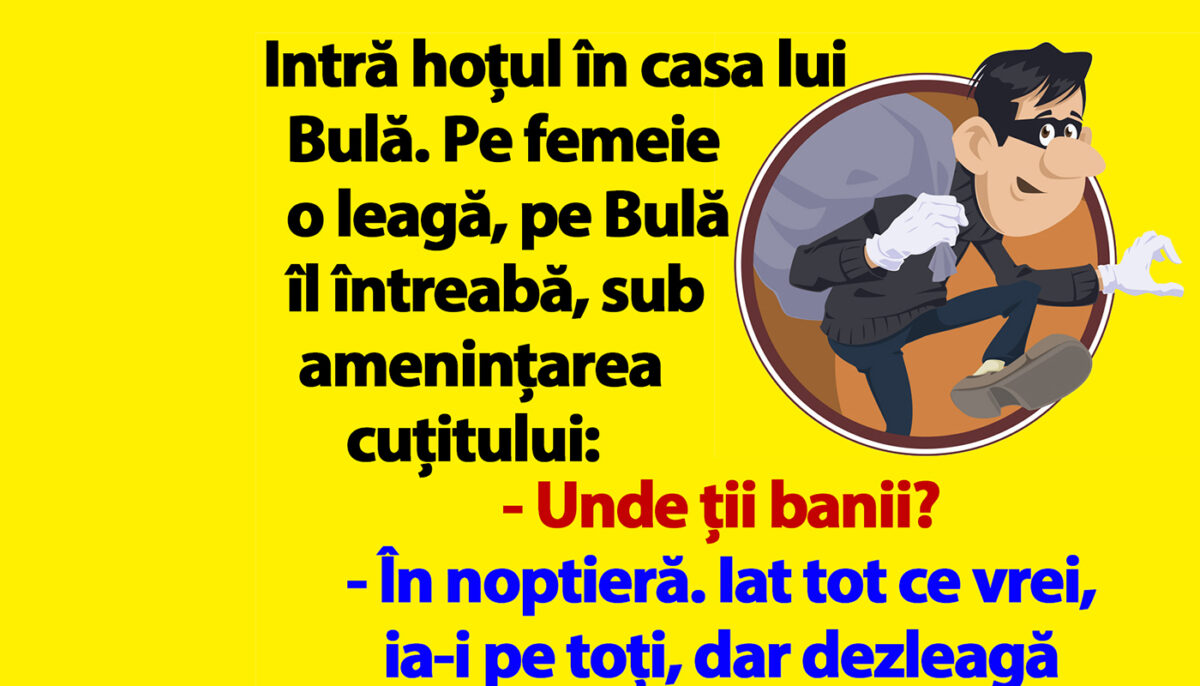 Imagine Stire BANC | Intră hoțul în casa lui Bulă: „Unde ții banii?” | 2review.ro