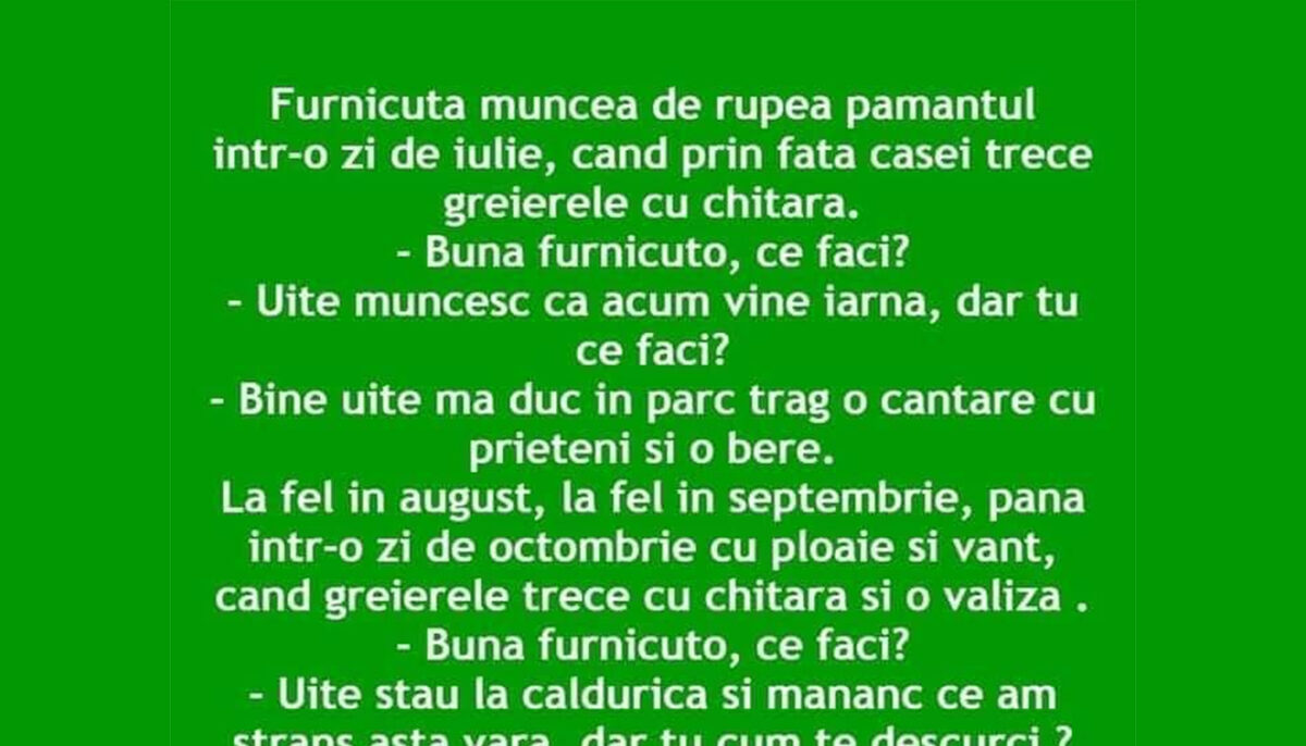 Imagine Stire BANCUL ZILEI | Greierele și furnica – varianta 2023 | 2review.ro
