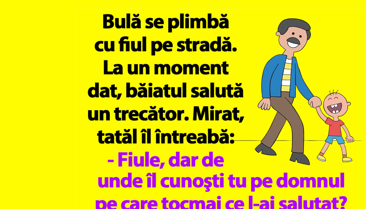 Imagine Stire BANC | Bulă se plimbă cu fiul pe stradă. La un moment dat, băiatul salută un trecător | 2review.ro
