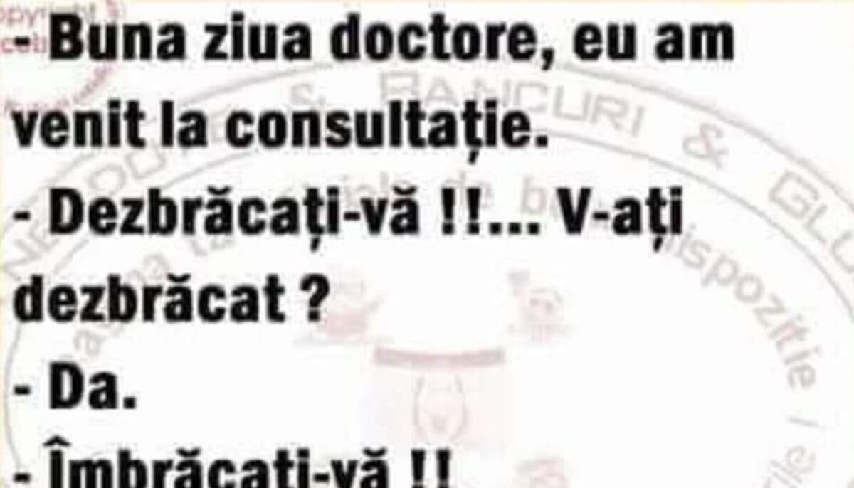 Imagine Stire BANCUL ZILEI | „Bună ziua, doctore, am venit la consultație” | 2review.ro