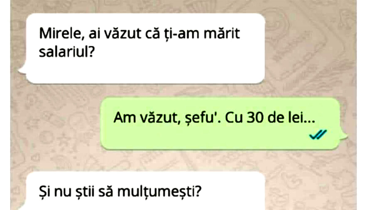 Imagine Stire BANCUL ZILEI | „Mirele, ai văzut că ți-am mărit salariul?” | 2review.ro