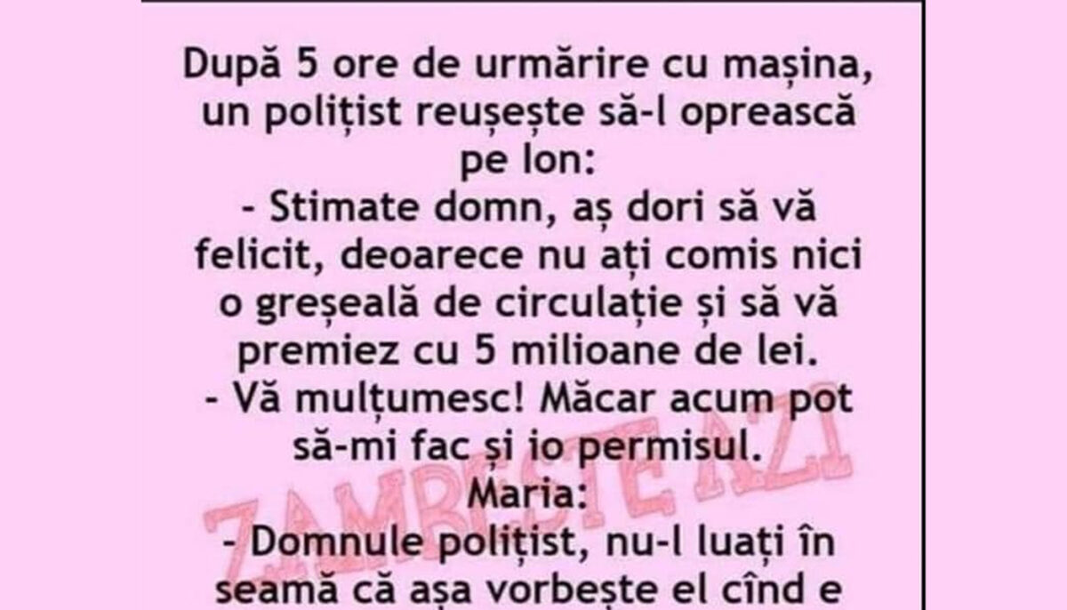 Imagine Stire BANC | După 5 ore de urmărire cu mașina, un polițist reușește să-l oprească pe Ion | 2review.ro