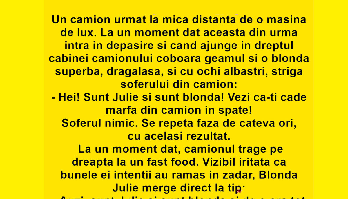 BANCUL ZILEI | „Hei, sunt Jolie și sunt blondă!”