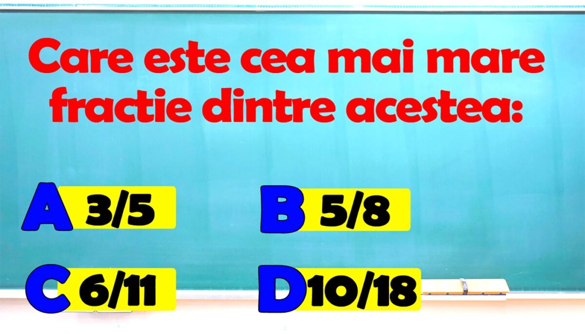 Imagine Stire Test IQ | Care e cea mai mare fracție dintre acestea: 3/5, 5/8, 6/11 sau 10/18? | 2review.ro