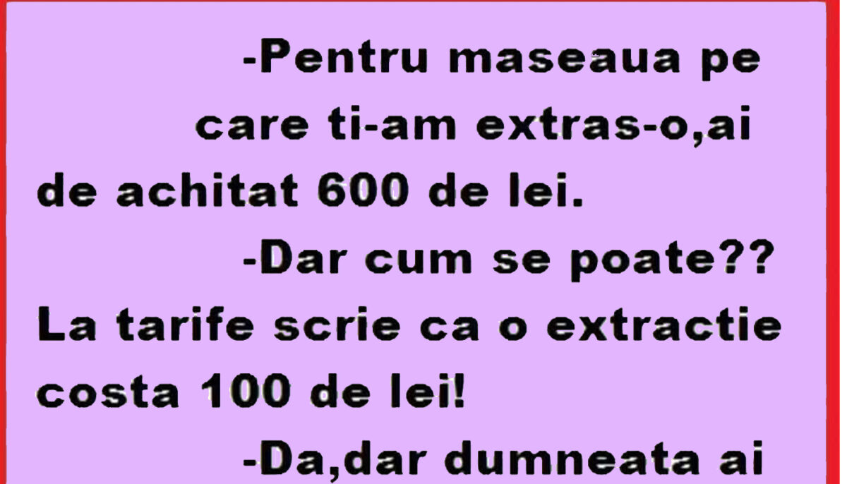 Imagine Stire BANC | „Pentru măseaua pe care ți-am extras-o, ai de achitat 600 de lei” | 2review.ro