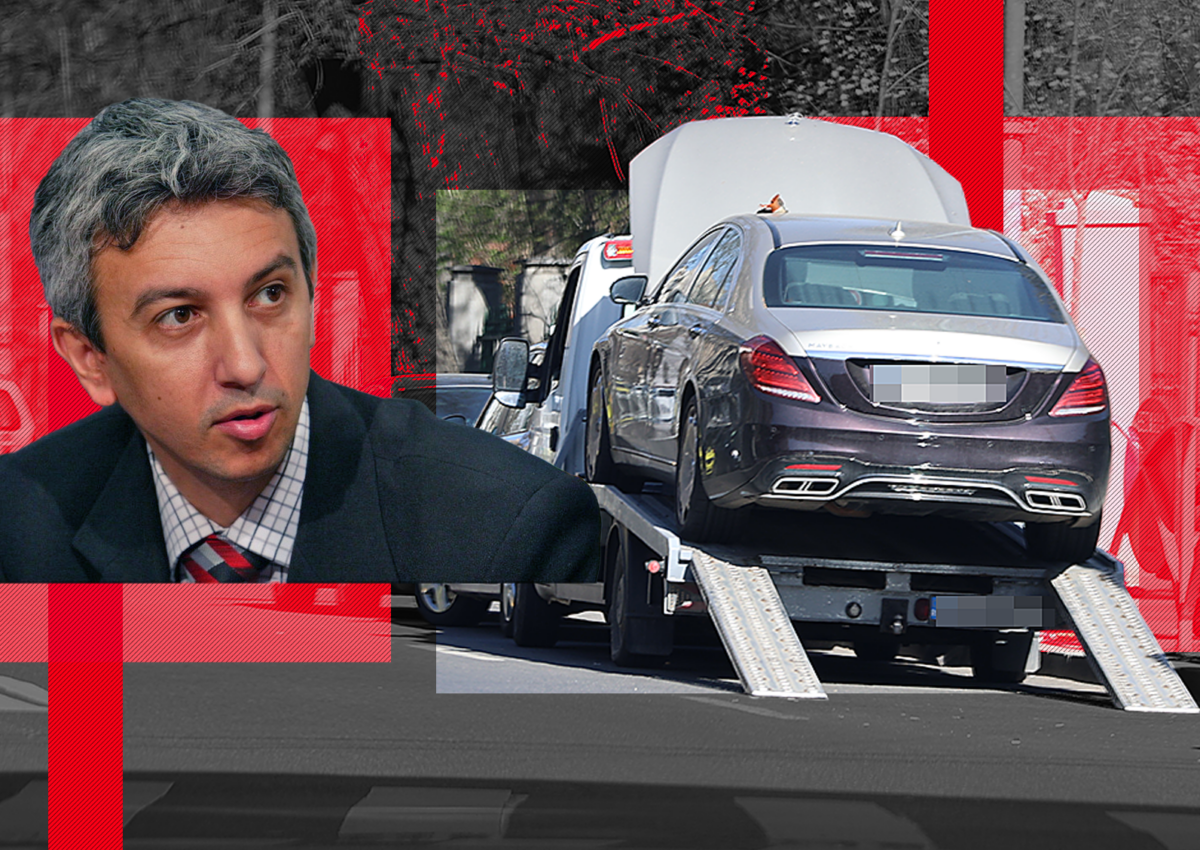 Imagine Stire Regele OTV-ului a înlemnit! ”Pffff, e gata!” Celebrul Maybach al lui Dan Diaconescu a fost ”săltat” în plină stradă | 2review.ro