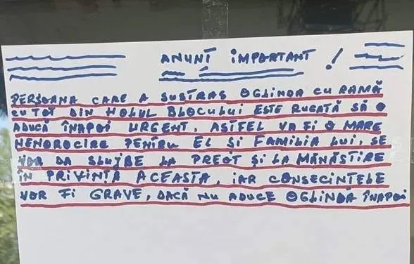 Mesaj uluitor apărut pe ușa unui bloc din Brăila: „Din cauza oamenilor ca voi, nu ne mai…”