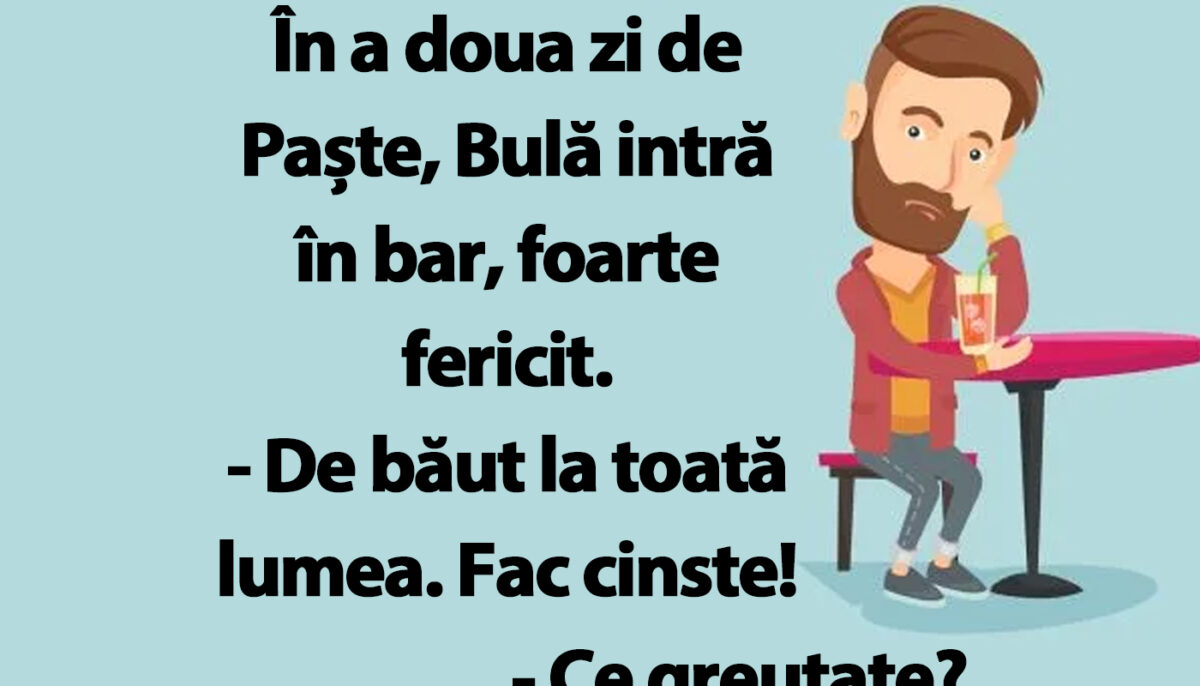 Imagine Stire BANC | În a doua zi de Paște, Bulă intră în bar: „De băut la toată lumea!” | 2review.ro