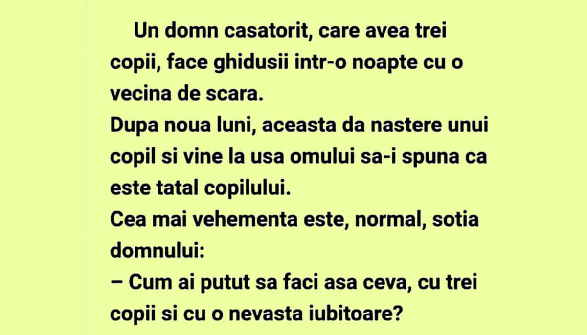 Imagine Stire BANCUL ZILEI | Un domn căsătorit, care avea 3 copii, face ghidușii într-o noapte cu vecina de scară | 2review.ro