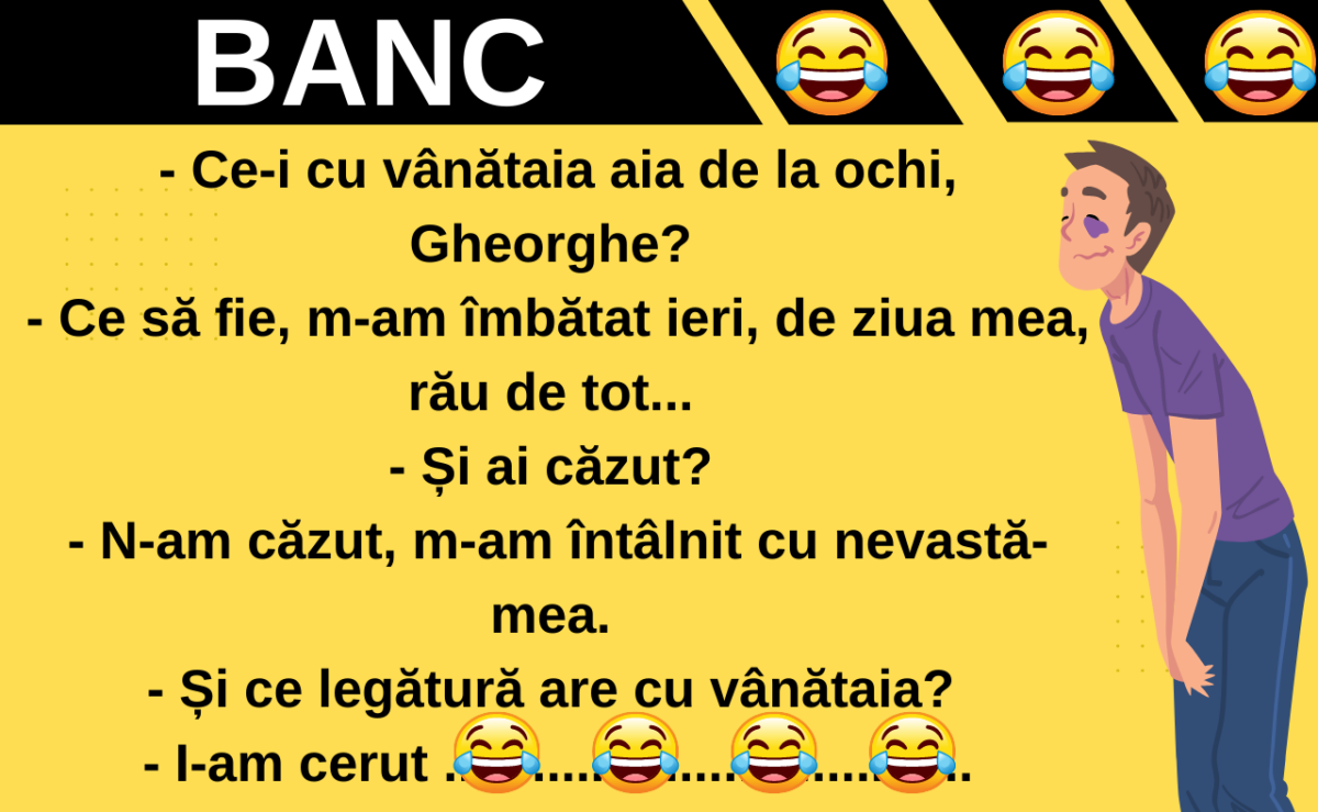 Imagine Stire BANC | „Ce-i cu vânătaia aia de la ochi, Gheorghe?” | 2review.ro