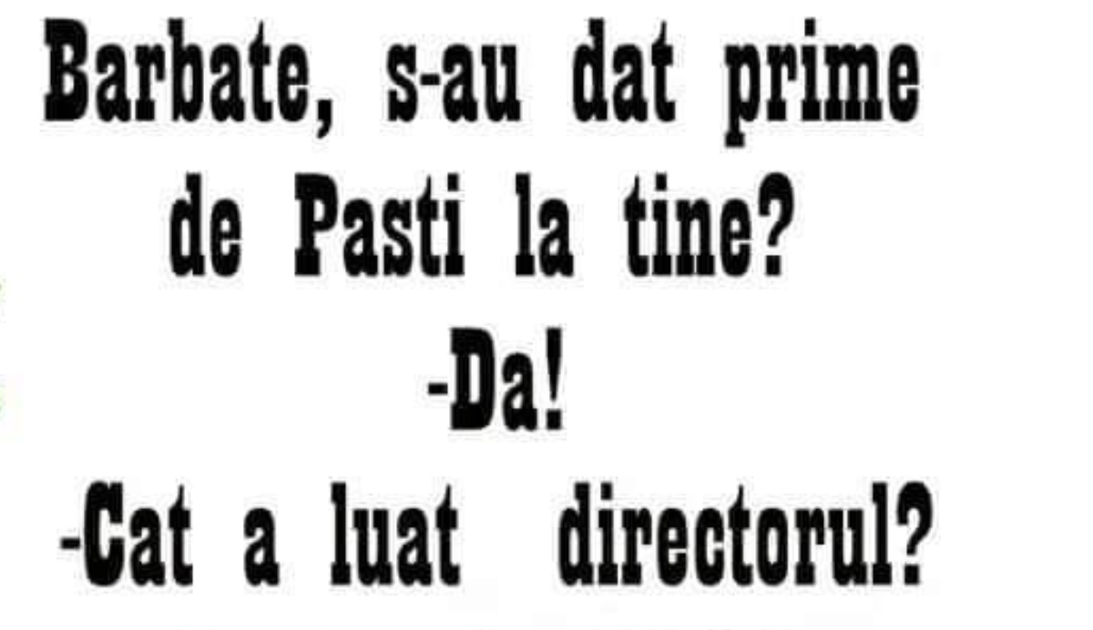 Imagine Stire BANC | „Bărbate, s-au dat prime de Paști la tine?” | 2review.ro