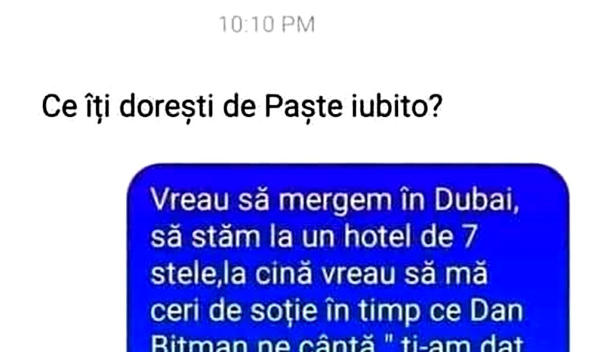 Imagine Stire BANCUL ZILEI | „Ce îți dorești de Paște, iubito?” | 2review.ro