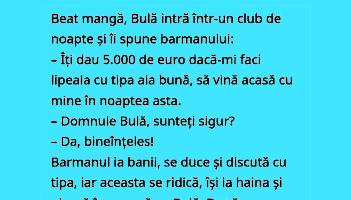 Imagine Stire BANC | Beat mangă, Bulă intră într-un club de noapte | 2review.ro