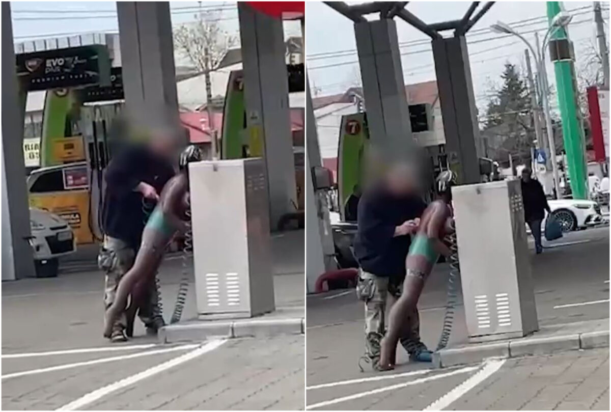 VIDEO FABULOS | Ce a pățit un bărbat care a mers să-și repare femeia gonflabilă la o benzinărie din București. “Bai, nu mai merge!”