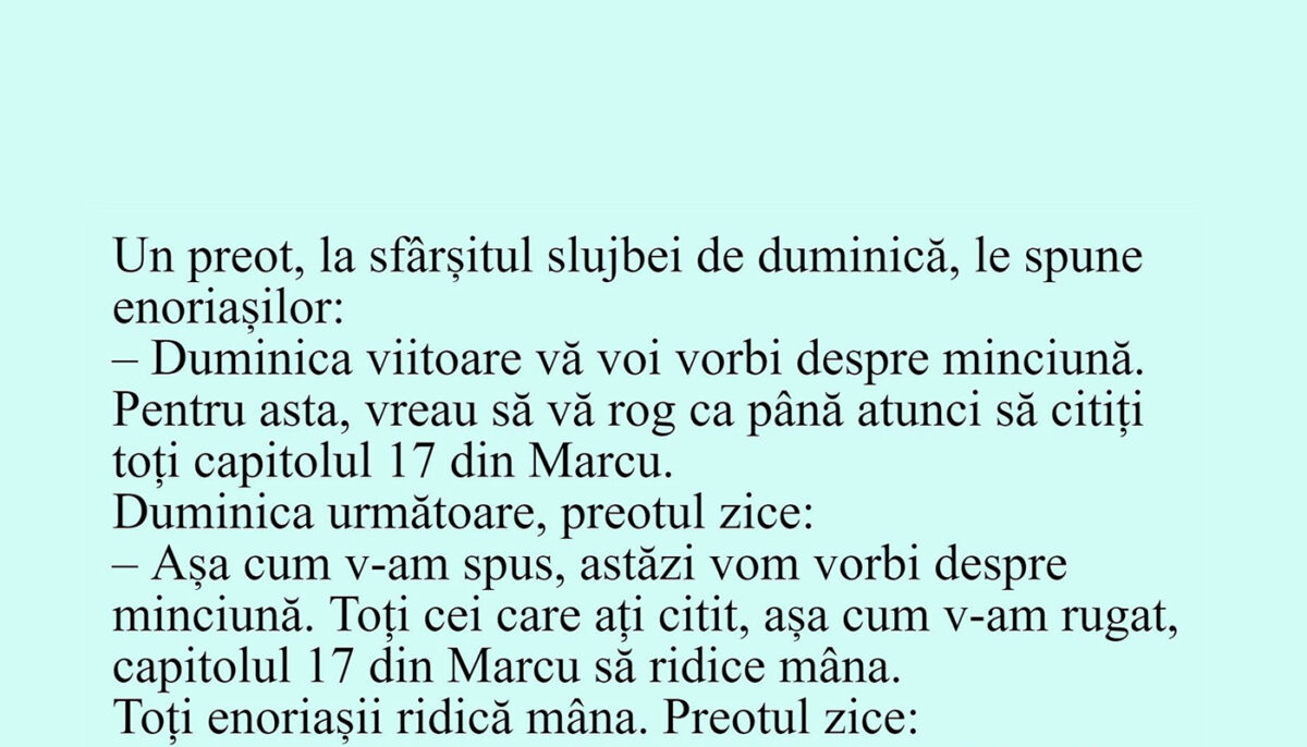 Imagine Stire BANCUL ZILEI | „Duminica viitoare vă voi vorbi despre minciună” | 2review.ro