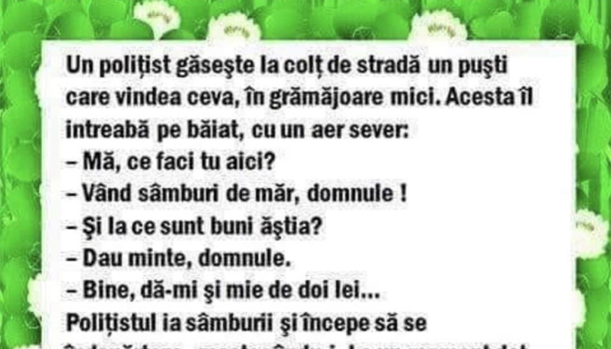 Imagine Stire BANC | Un polițist vede un puști care vinde sâmburi de măr | 2review.ro