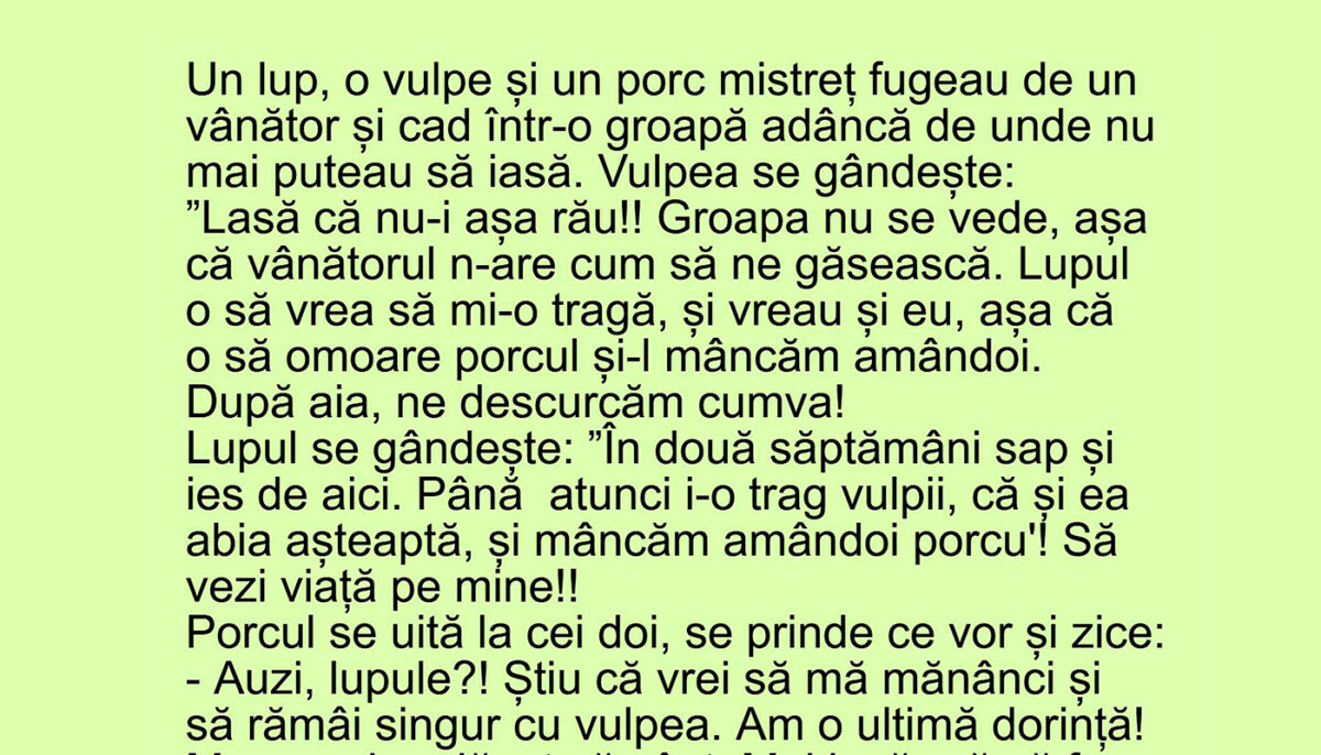 Imagine Stire BANCUL ZILEI | Lupul, vulpea și porcul inteligent | 2review.ro