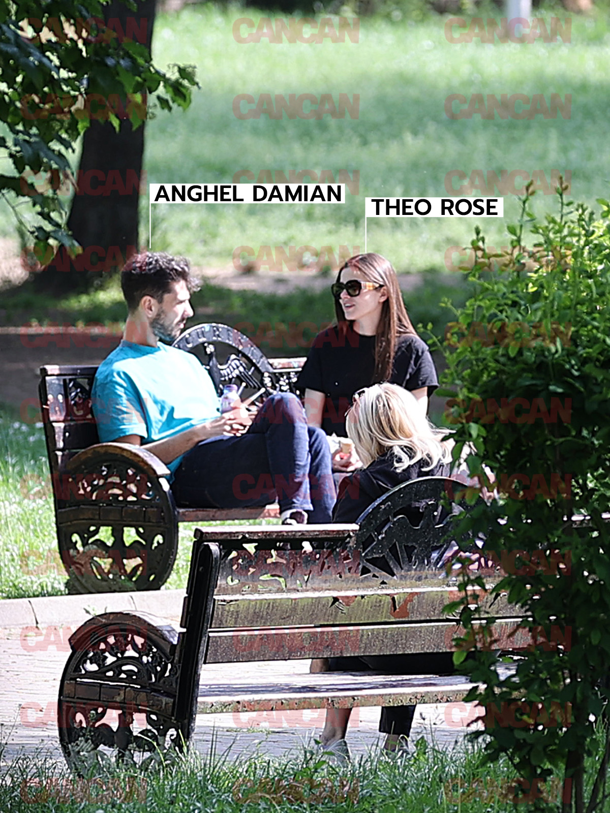 Theo Rose și Anghel Damian discută în parc